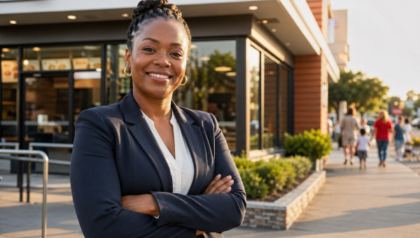 Confident professionalism in a sunny citywalk